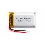 3.7V 600mAh LiPo Polymer Battery – 30×35mm