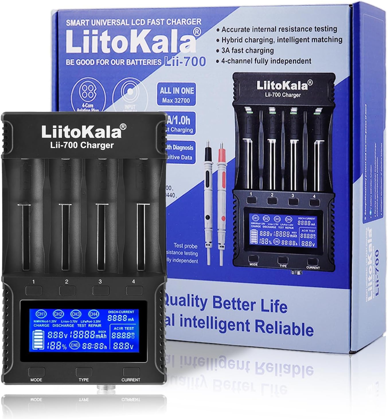 71FtlULju7L._AC_SL1500_.jpg Liitokala Lii-700 Smart Charger, Battery Internal Resistance Test, Capacity Detection, Repair Mode with 12V5A Li-Ion/Ni-MH/LiFePO4 Adapter 32700 26700 2665 - Image 1